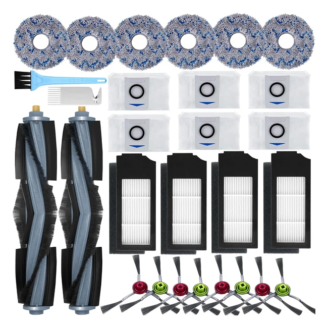Kit d'accessoires pour Ecovacs Deebot X1 Omni - Aspirateur avec 2 brosses principales, 8 brosses latérales, 6 serpillières, 4 filtres, 6 sacs et 2 brosses de nettoyage
