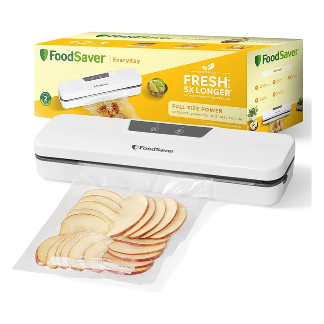 Foodsaver Everyday Vakuumierer 5x längere Frische, kompaktes Design, inkl. 5 Vakuumbeutel