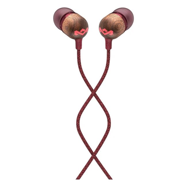 House of Marley Smile Jamaica In-Ear Headphones - Sustainably Crafted, Eco-Friendly, Noise Isolating, Wired Earphones - Red