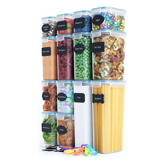 AirTight Food Storage Containers Set - 14 Pack - BPA Free - Kitchen Organization - Royal Blue