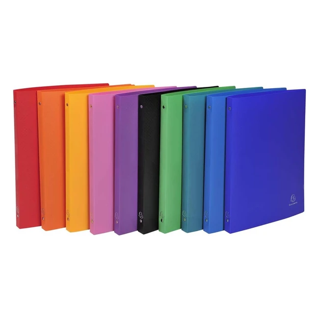 Exacompta 511999E - Caja 10 Carpetas Opak Flexibles - 4 Anillas - 15mm Diámetro - Lomo 20mm - 32x25cm - A410 - Colores Surtidos