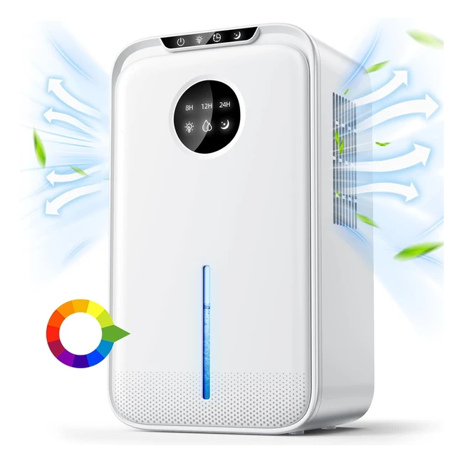 1lday Dehumidifiers for Home Banrin 2200ml - Efficient & Quiet - Auto Defrost - LED Light - Auto Off - With Drainage Hose
