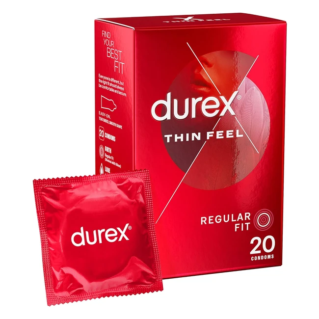 Durex Thin Feel Condoms - Pack of 20 | Enhanced Sensations, Large Size