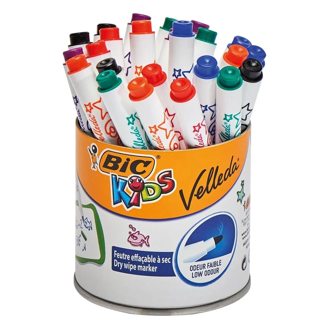BIC Kids Mini Velleda Whiteboard Markers - Pot of 24 - Non-Toxic  Alcohol-Based