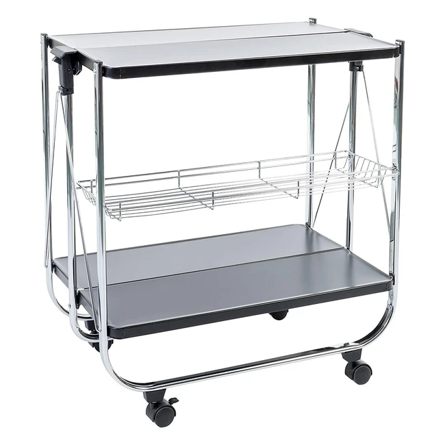 Carrello Cucina Iris Ohyama CW005 Marrone - 2 Ripiani, 1 Cestino a Rete, Ruote