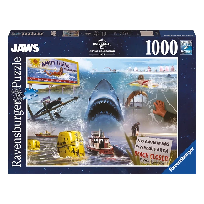 Ravensburger Universal Vault Collection Jaws 1000 Piece Jigsaw Puzzles - Terrifying Fun for Adults & Kids!