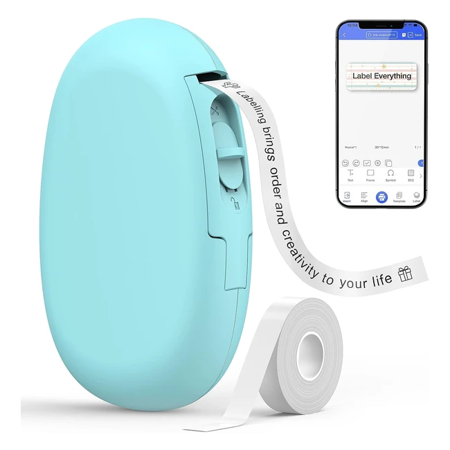 Supvan E10 Label Maker - Portable Bluetooth Printer for Customizable Labels - USB Rechargeable - Teal