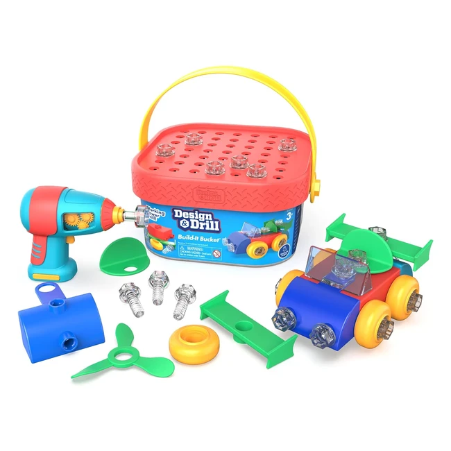 Secchio di Costruzione Design Drill Stem 41 Pezzi - Giocattolo Elettrico per Viaggi - Dai 3 Anni in Avanti