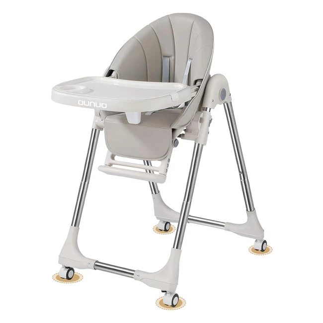 Chaise haute bébé évolutive, siège de table enfant pliable et réglable avec housse - 2 plateaux - 6 mois à 6 ans - gris