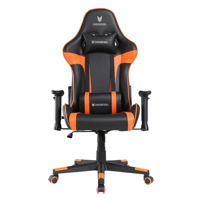 Silla Gaming Profesional Oversteel Ultimet - Polipiel - Reposabrazos 2D - Respaldo Reclinable 180 - Pistón Gas Clase 3 - Hasta 120kg - Naranja