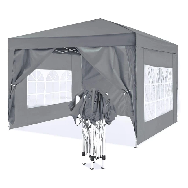 Tonnelle de jardin pliable robuste, ISE 3x3m, UV50 gris