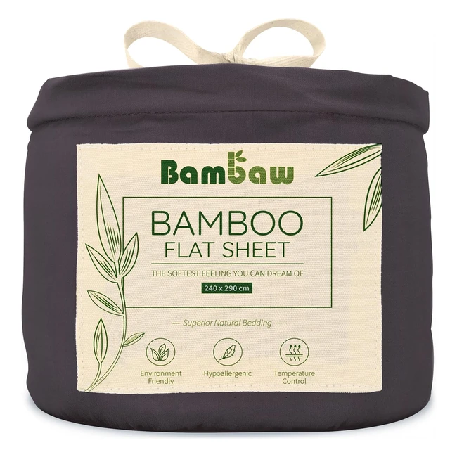 Sábana Encimera Antracita 240x290 cm - Bambaw - Suave y Hipoalergénica