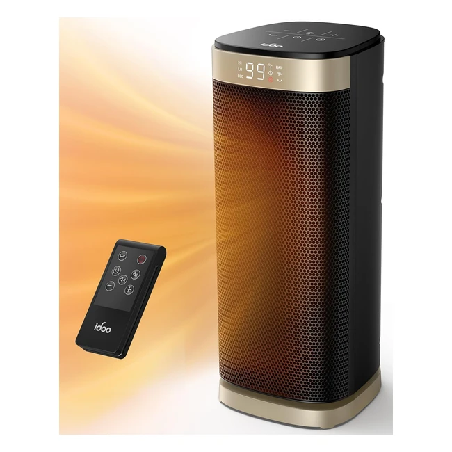 Chauffage d'appoint idoo 2000W économe en énergie avec modes éco, télécommande et minuterie 24h