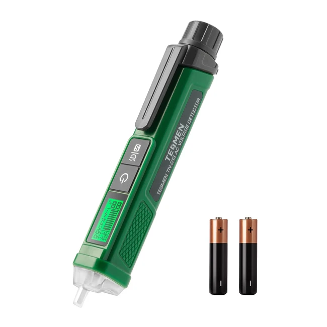 Penna Rilevatore di Tensione Cercafase Tesmen TN213 - Tester di Tensione AC 12V-70V-1000V - Display LCD - Torcia - Allarme - Verde