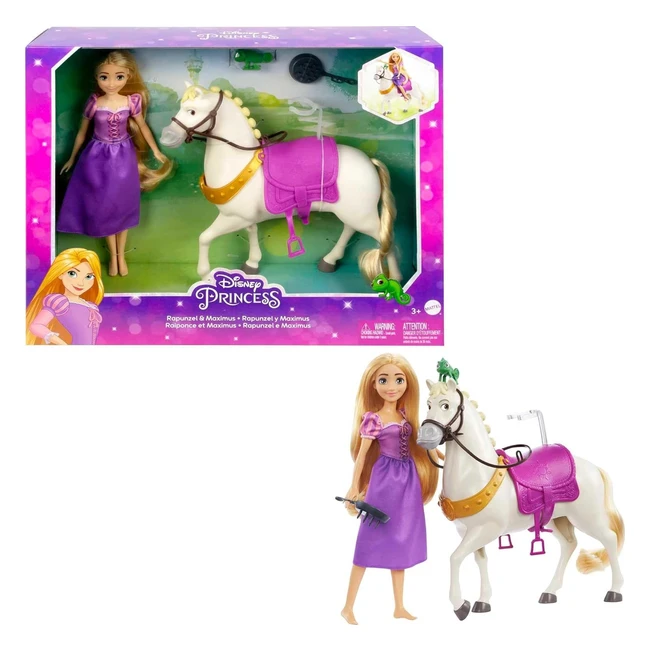 Muñeca princesa Rapunzel y caballo Maximus de juguete - Disney Princess