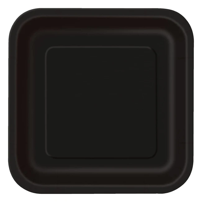 Piatti Ecologici Quadrati di Carta Nero 23cm - Confezione da 14 - Unique 32060EU