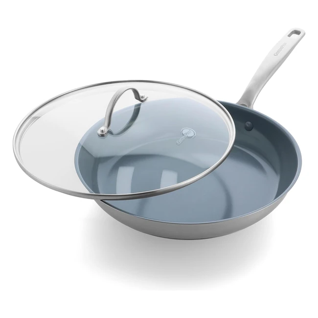 Poêle à frire en acier inoxydable GreenPan Treviso, revêtement antiadhésif céramique, 30cm