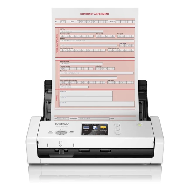 Escáner Brother ADS1700W - Compacto y Potente - Hasta 25hpm - Resolución Óptica 600 x 600 ppp - Blanco