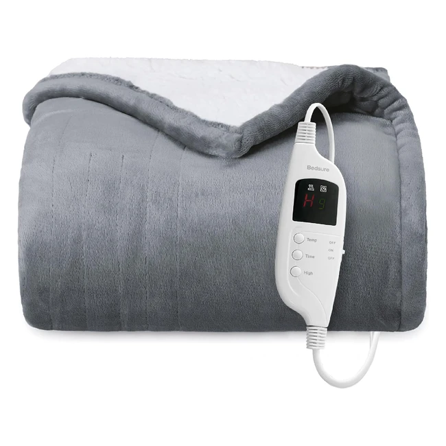 Couverture Chauffante Bedsure Petite 130x180cm - Arrêt Automatique - Chauffage Rapide - 8 Niveaux de Chauffage - 9 Réglages de Temps