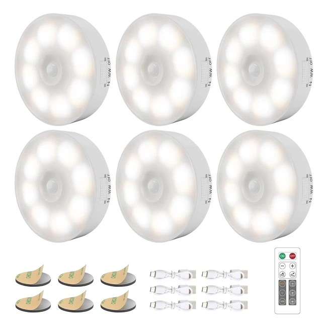 Luz Nocturna Sensor Movimiento con Mando a Distancia - Electight 6 Packs
