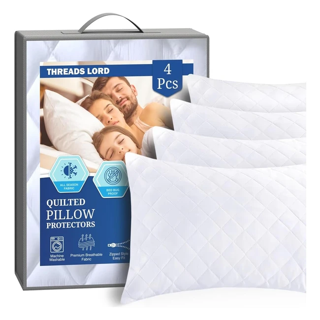 Leostl Pillow Protectors 6 Pack - Ultra Soft Hypoallergenic Breathable - 50 x 