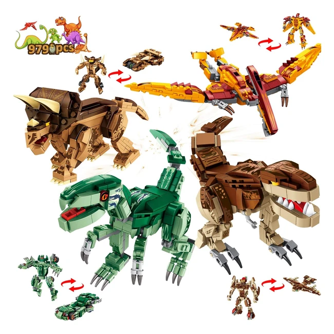 Vatos Jouet Construction Dinosaure 979 Pcs 12 Modèles Enfants 5-12 ans Tyrannosaure Cadeaux Fête