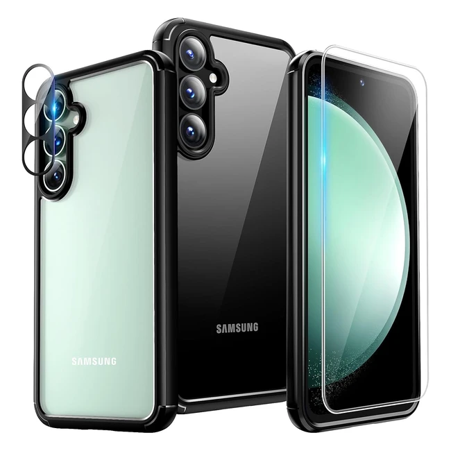 Tauri 5 in 1 per Samsung Galaxy S23 FE - Protezione Completa, Pellicola in Vetro Temperato, Protezione Fotocamera, Antiurto, Sottile - Nero