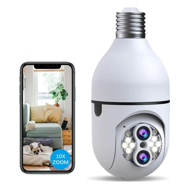 Camera surveillance ampoule Sivaji x10 Zoom - WifiCaméra extérieure 360° - Vision nocturne couleur - Détection de mouvement