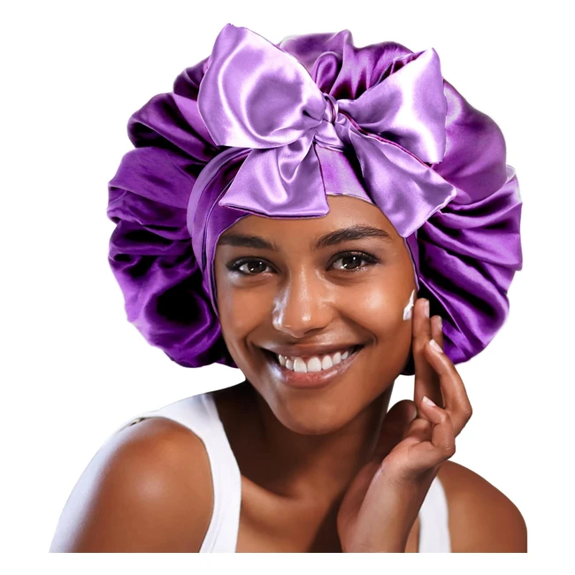 Bonnet de Nuit Satin Yakasu - Réutilisable, Large XL, Élastique Double Couche, Chapeau de Sommeil Confortable