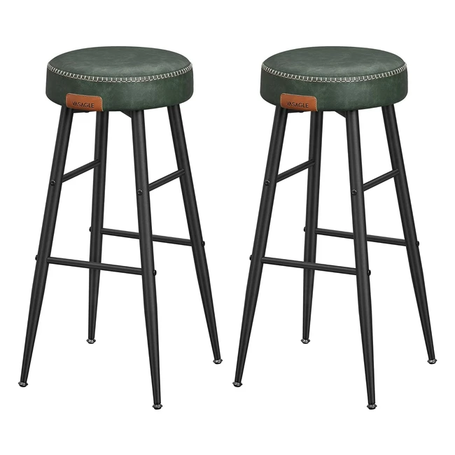 Lot de 2 tabourets de bar VASAGLE Collection Echo en PU avec coutures - Hauteur assise 76.2 cm - Montage facile - Vert fort LBC090C01V1