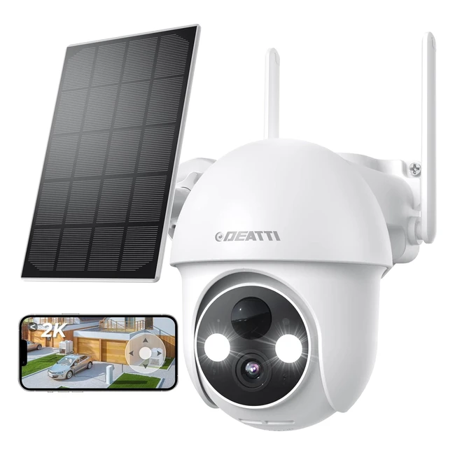 Telecamera WiFi Esterno Batteria Senza Fili 2K Videocamera Sorveglianza IP Pannello Solare Visione Notturna