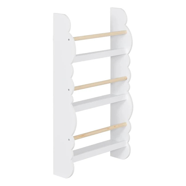 Woltu Kids Librera Infantil Pared Estantera Frontal de Madera Organizador Pequeo de Libros Juguetes - Blanco