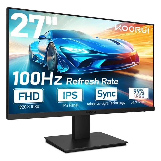 Koorui 27 pouces PC Ercan 100Hz Full HD1920 x 1080 Gaming - Haut-parleurs intégrés HDMI IPS - Inclinaison réglable - Soins oculaires - Montage mural VESA
