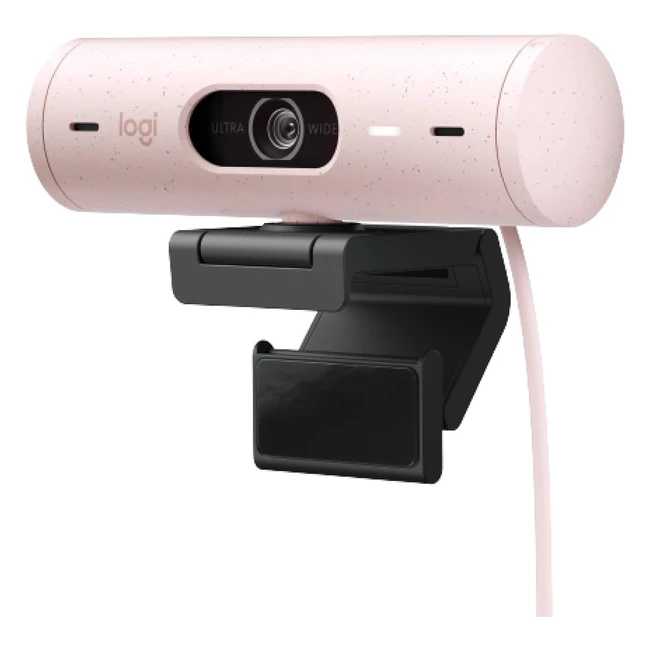 Logitech Brio 500 FullHD-Webcam mit Autolichtkorrektur, Zeigemodus, Doppelmikrofon, Webcamabdeckung - Rosa