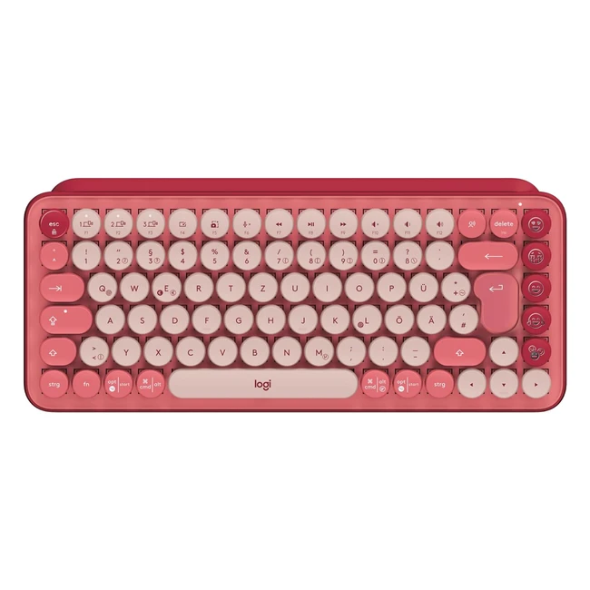 Logitech Pop Keys - Mechanische kabellose Tastatur mit anpassbaren Emojitasten - Kompaktes Design - Bluetooth/USB - Multidevice - QWERTZ-Layout - Grün/Lila