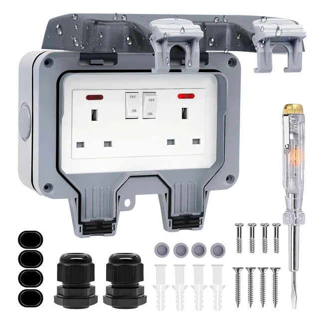 Double Outdoor Socket - Waterproof, Weatherproof, IP66 - High Quality, Easy Installation