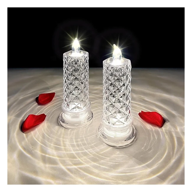 Haotao LED Candles Crystal Candles Set of 2 - Battery Operated, Romantic Atmosphere, Perfect for Dating, Wedding, Festival, Party, Halloween