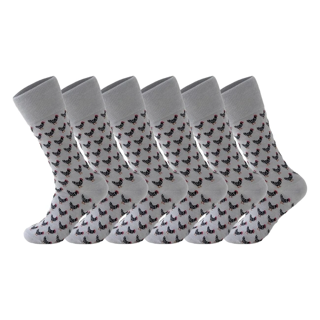 Niofind Men's Socks 6 Pairs Multipack - Smart Dress Socks, Black Patterned & Plain - Breathable, Soft Combed Cotton - Size 6-11 UK