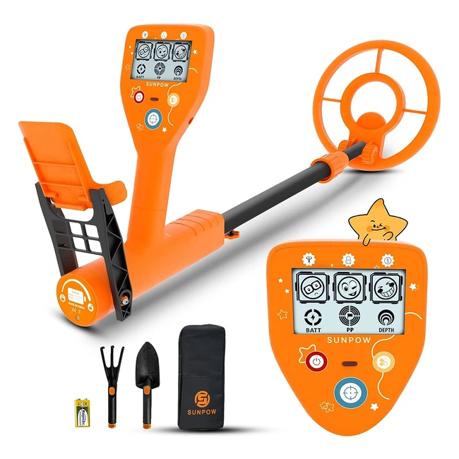 Sunpow Détecteur de Métaux Enfants - Étanche IP68, Facile à Utiliser - Adapté aux Débutants - Orange