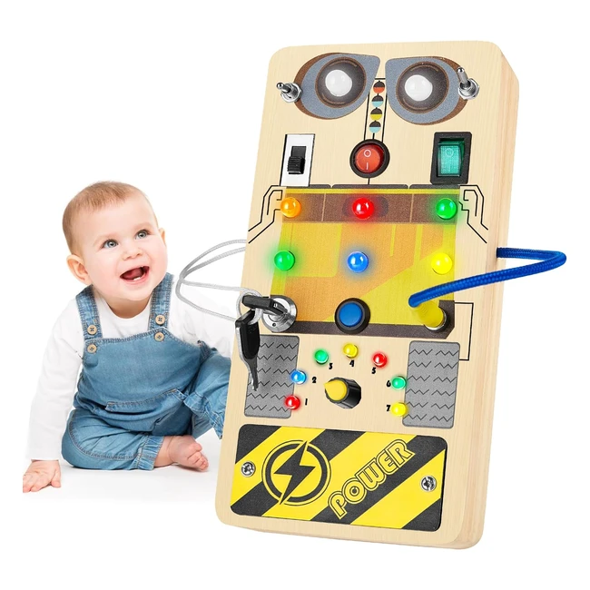 Tablero Ocupado Montessori para Bebés - Juguetes Sensoriales con Luces LED - Juegos Educativos - Regalo para Niños y Niñas de 1 a 3 Años
