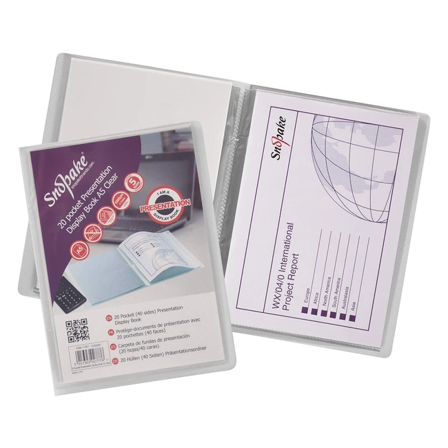Snopake A5 Presentation Display Book - 20 Pockets - Clear - Pack of 1