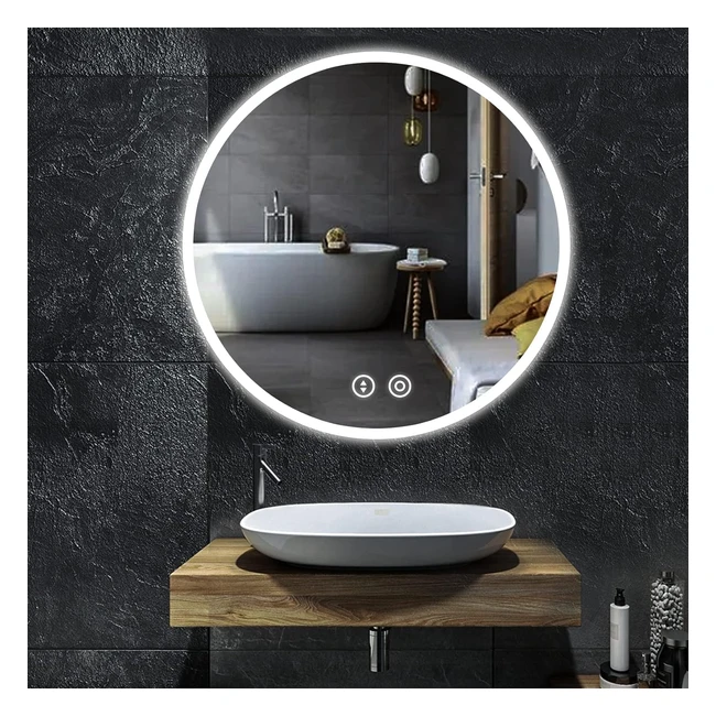 Miroir salle de bain LED Yoleo 60x60cm - 3 couleurs de lumire - Anti-bue