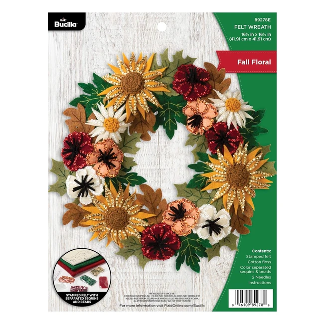 Kit Couronne Appliques Feutre Bucilla 89278E Floral Automne