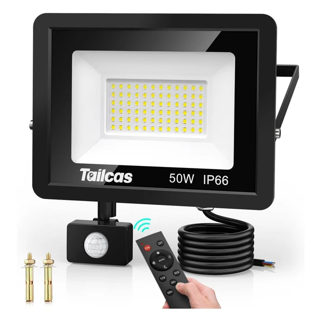 Faretto LED Esterno 50W IP66 - Sensore Movimento - 4500lm - Telecomando