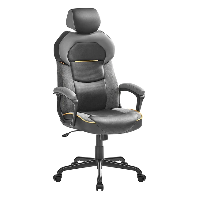 Chaise de bureau gaming Songmics OBG066B01 - Réglable en hauteur - Surface en PU et cotonlin - Accoudoirs rembourrés - Dossier inclinable - Charge 150 kg