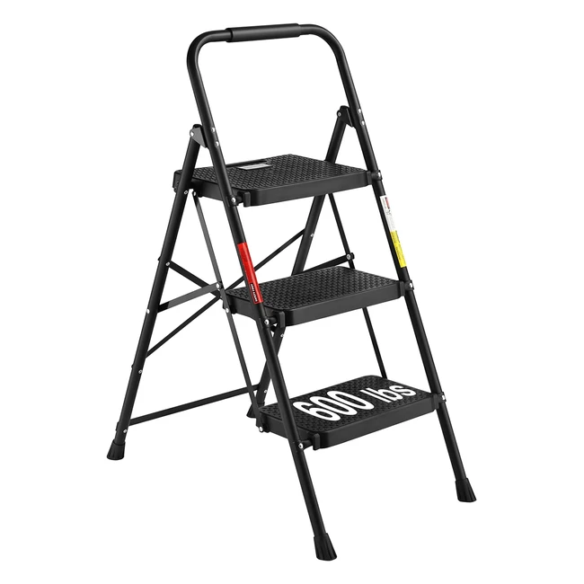 Escaleras plegables Bontec de 3 escalones, capacidad 272kg, antideslizantes, uso en interiores y exteriores