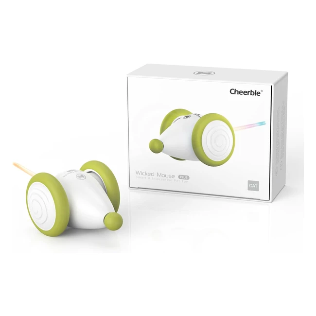 Jouet interactif pour chat Cheerble avec souris LED - Automatique et vert