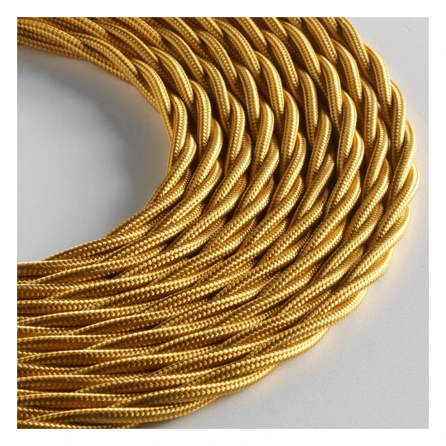 Câble textile tressé Klartext pour éclairage 3 x 0.75mm or 3m - Sécurité maximale contre les chocs