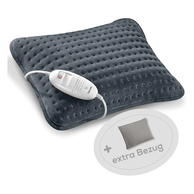 Beurer HK 48 Cosy Sofa Heizkissen mit schneller Aufheizung 3 beleuchteten Temperaturstufen und automatischer Abschaltung extra weiches Wendekissen mit zusätzlichem Filzbezug grau