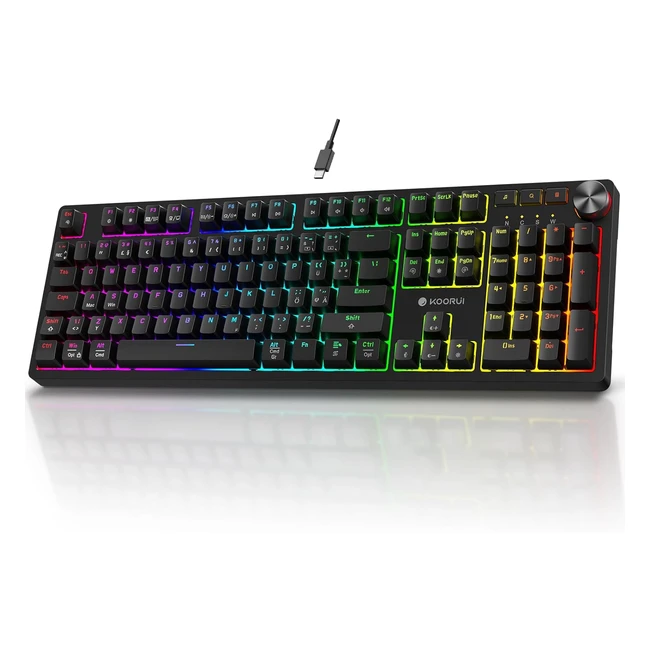 Koorui Gaming Tastatur Mechanische Tastatur DE Layout QWERTZ 104 Tasten 26 RGB b